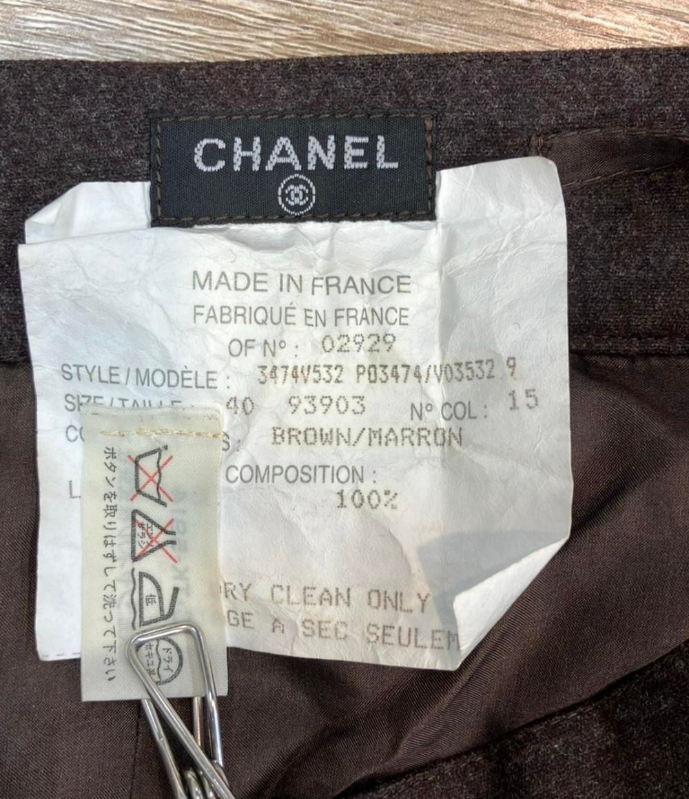 Chanel Mini Skirt CC Logo Buttoned Pleated Wool Silk 100% 40 — view 3