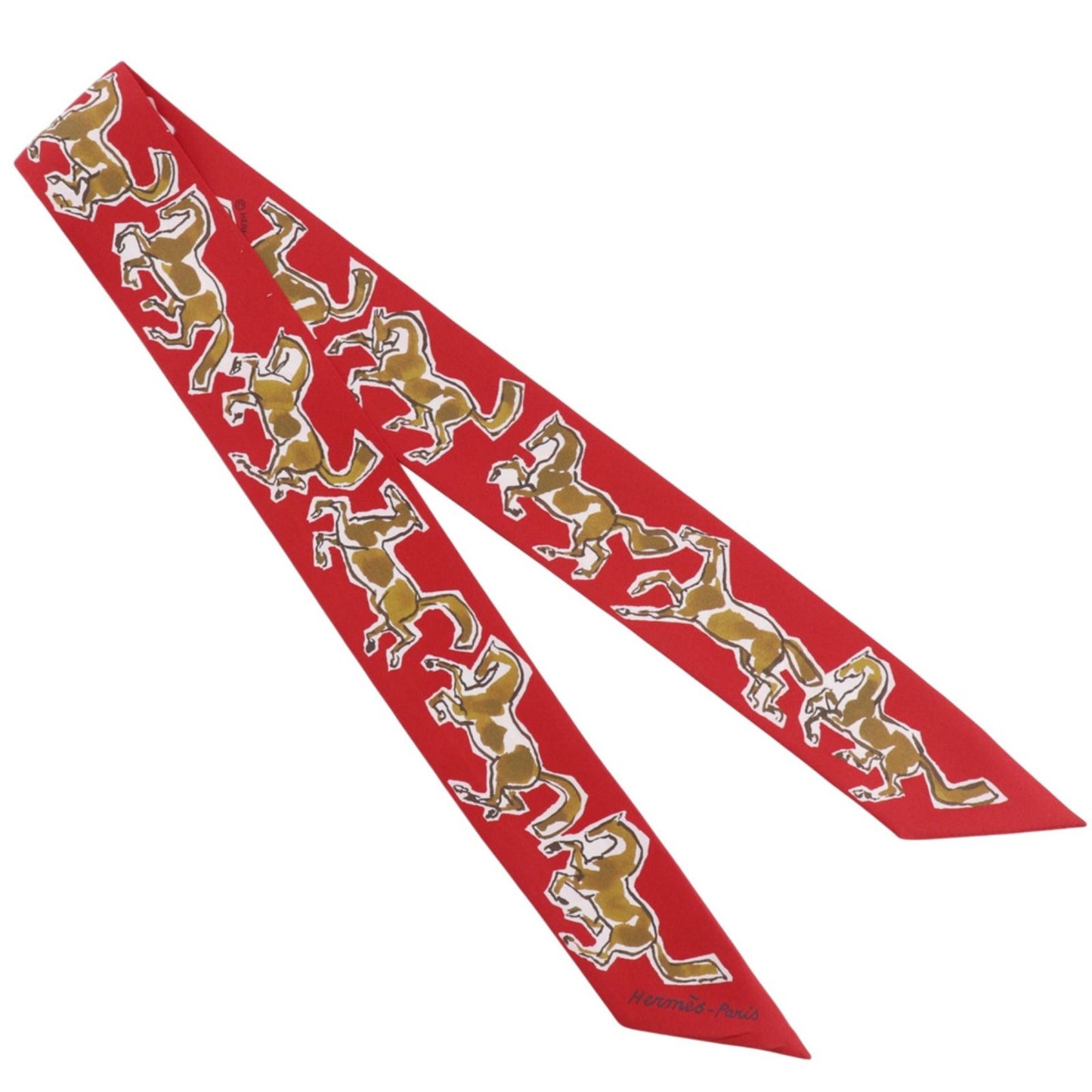 Hermes Chevaux en Liberte Freedom Horse Silk Red Scarf