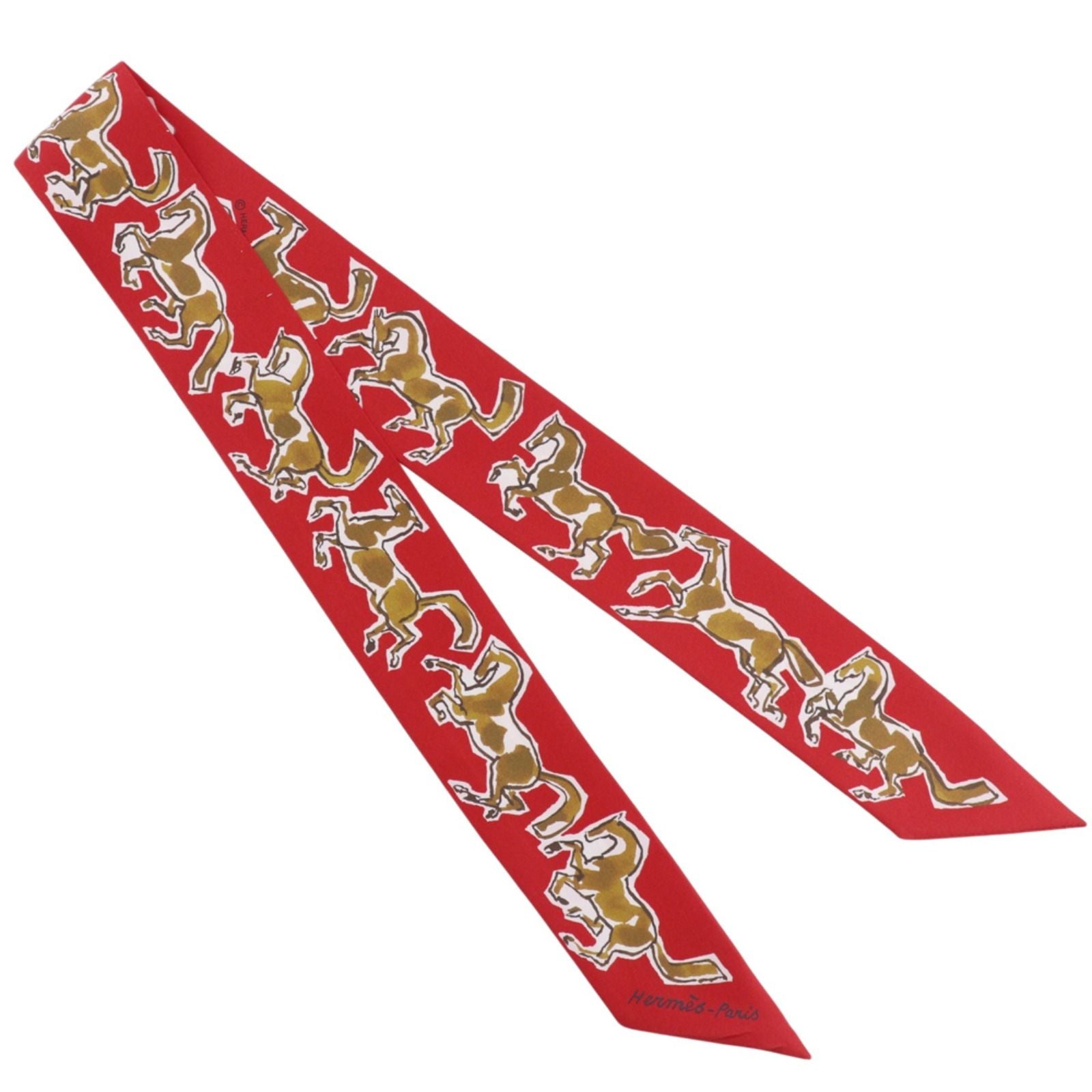 Hermes Chevaux en Liberte Freedom Horse Silk Red Scarf
