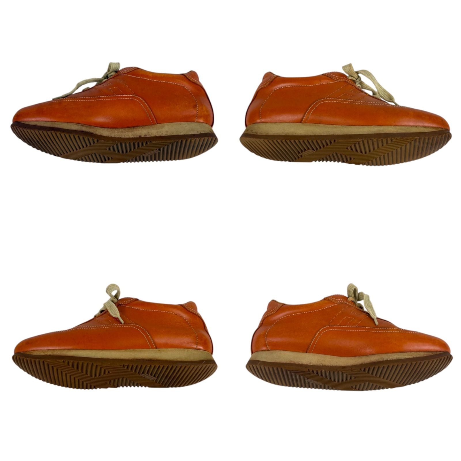 Hermes Quick Low Cut Sneakers Logo Leather Orange Brown 36 Half — view 5