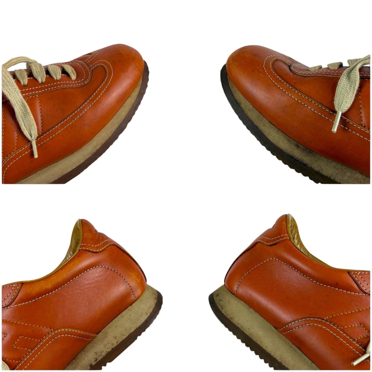 Hermes Quick Low Cut Sneakers Logo Leather Orange Brown 36 Half — view 7