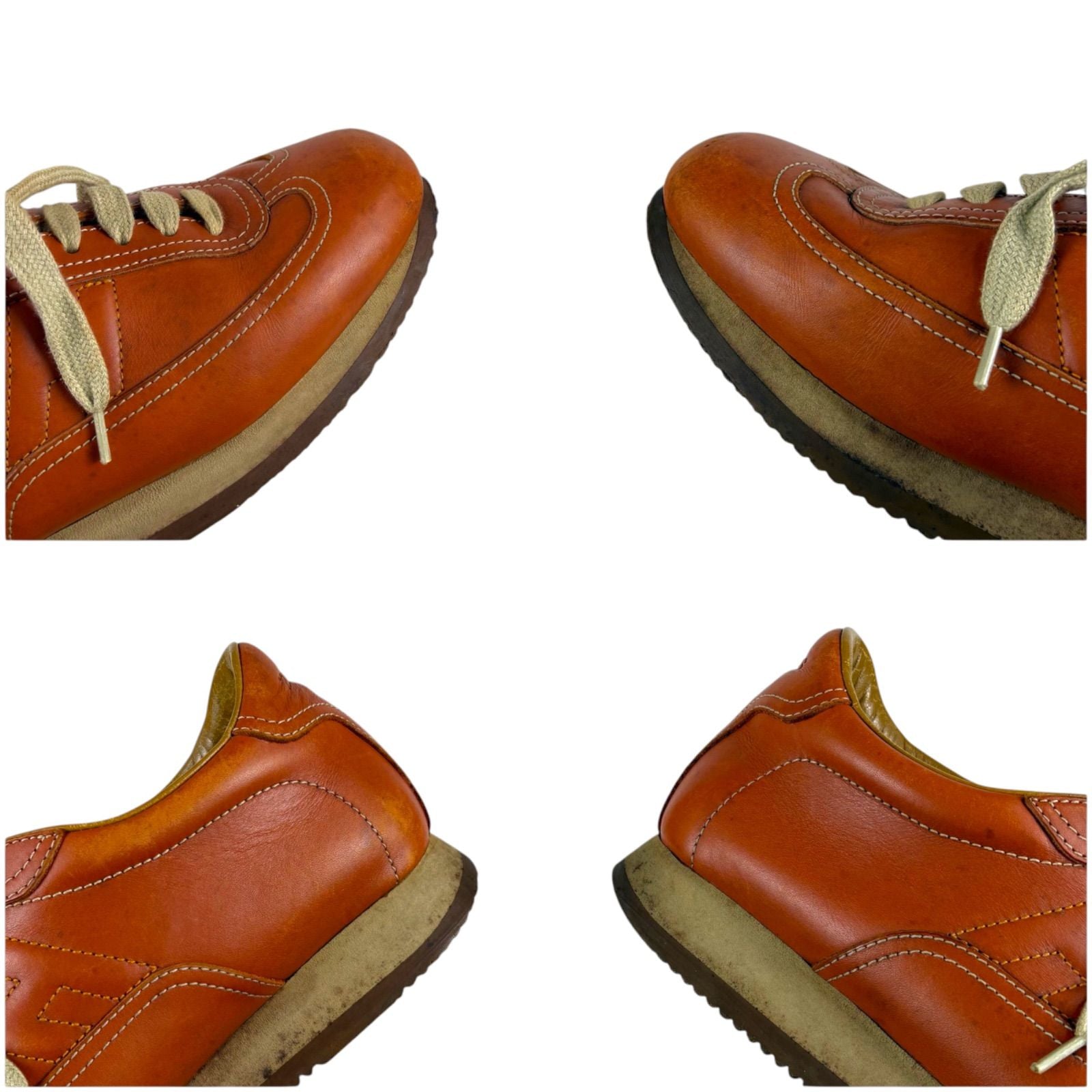 Hermes Quick Low Cut Sneakers Logo Leather Orange Brown 36 Half — view 7