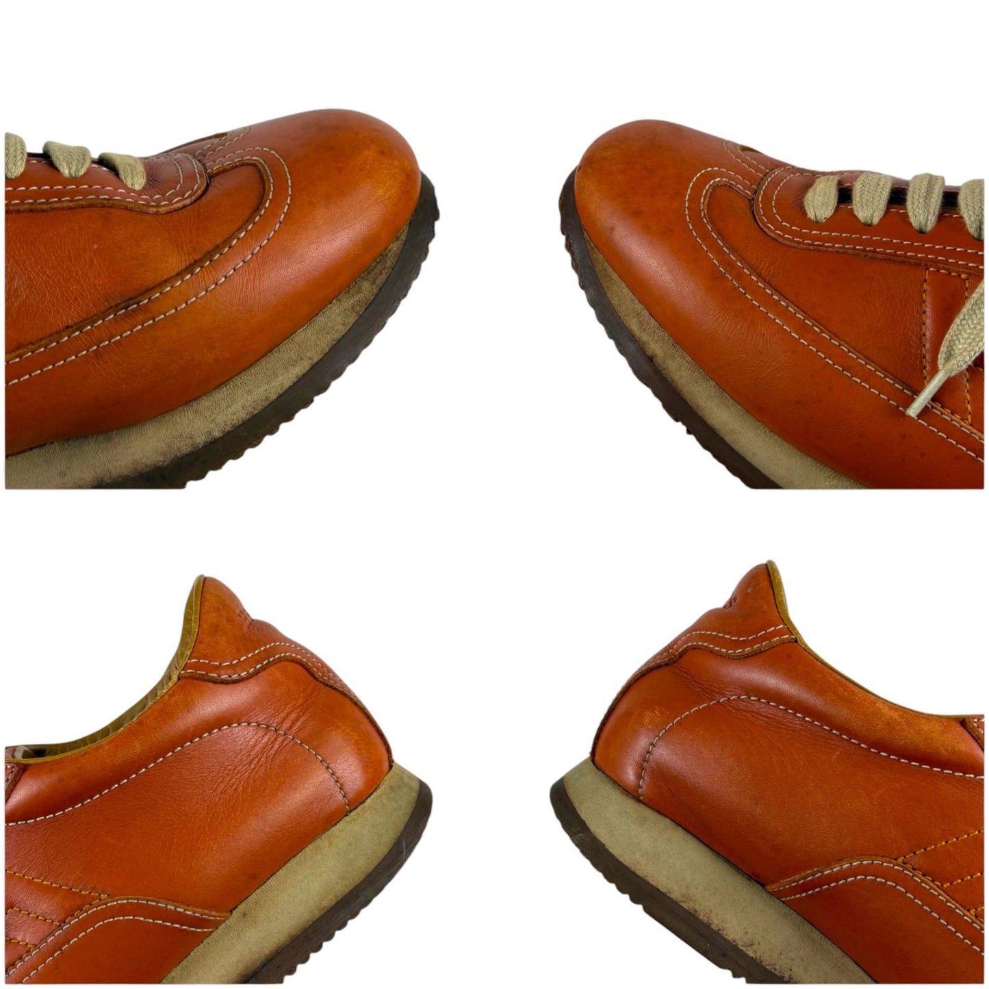 Hermes Quick Low Cut Sneakers Logo Leather Orange Brown 36 Half — view 6