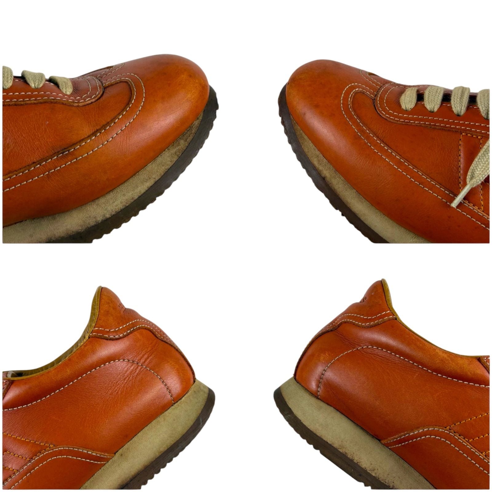 Hermes Quick Low Cut Sneakers Logo Leather Orange Brown 36 Half — view 6