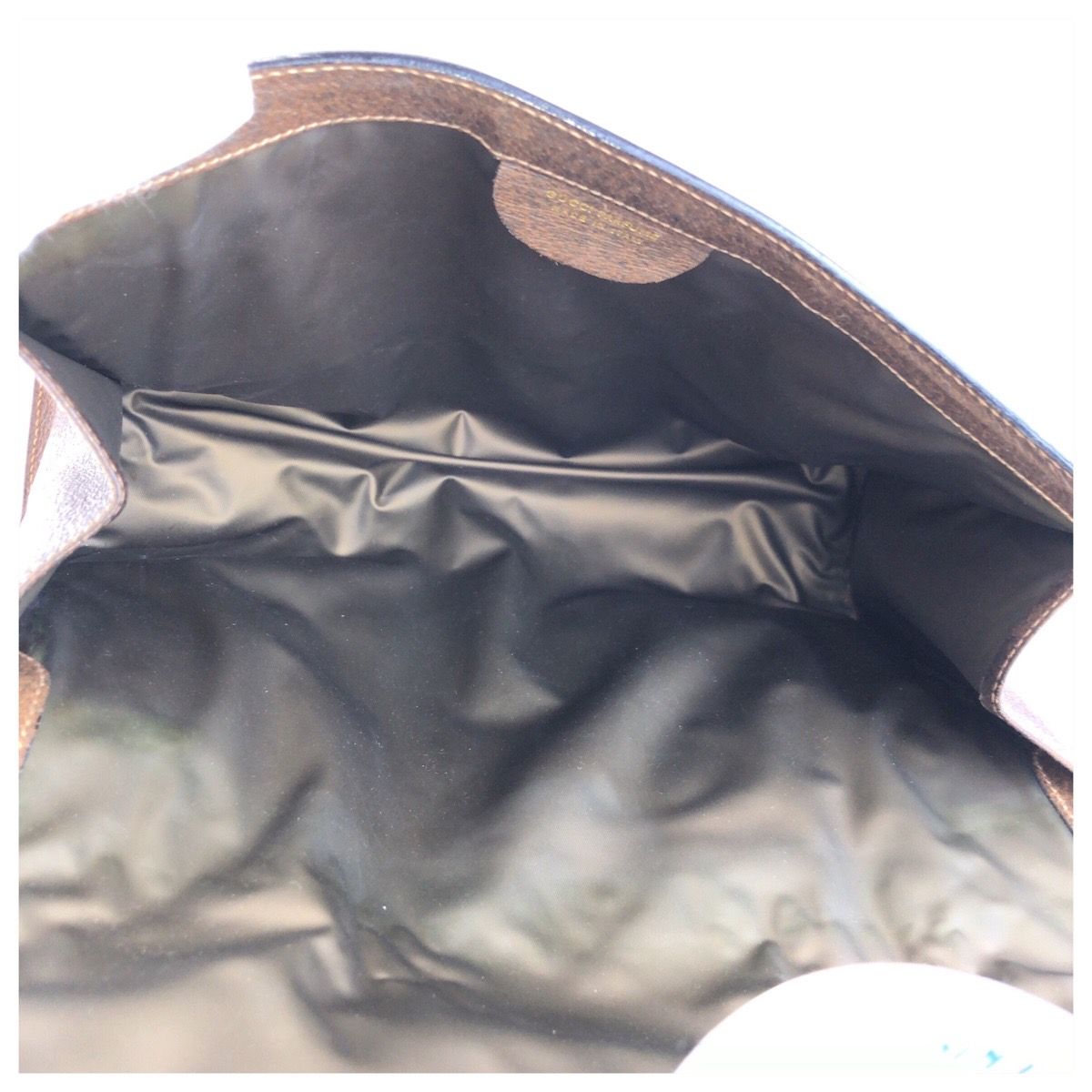 Gucci Vintage Sherry Line Gray Brown GG Supreme Canvas Leather Clutch — view 7