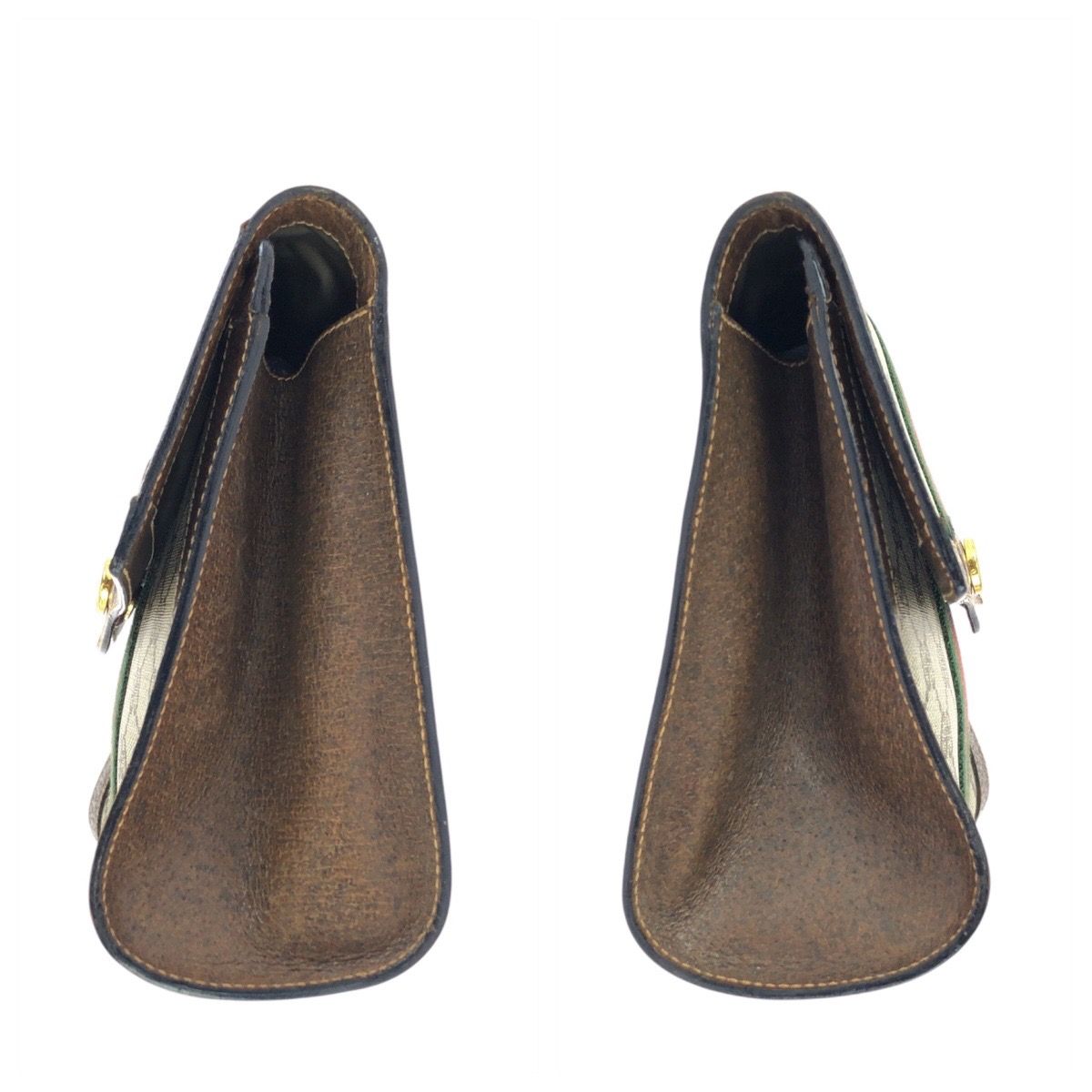 Gucci Vintage Sherry Line Gray Brown GG Supreme Canvas Leather Clutch — view 6