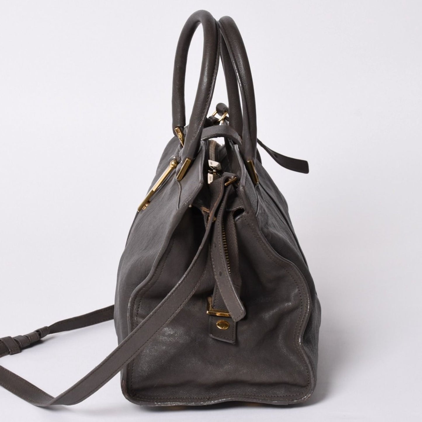 Saint Laurent Cabas Chic 2-Way Shoulder Bag Y-line Charcoal Gray Gold — view 4