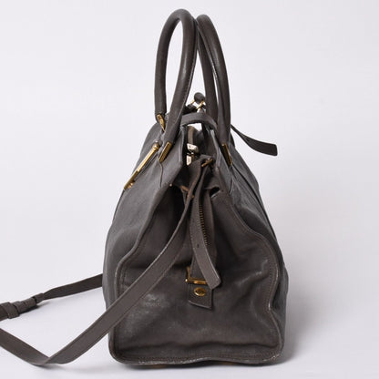 Saint Laurent Cabas Chic 2-Way Shoulder Bag Y-line Charcoal Gray Gold — view 4