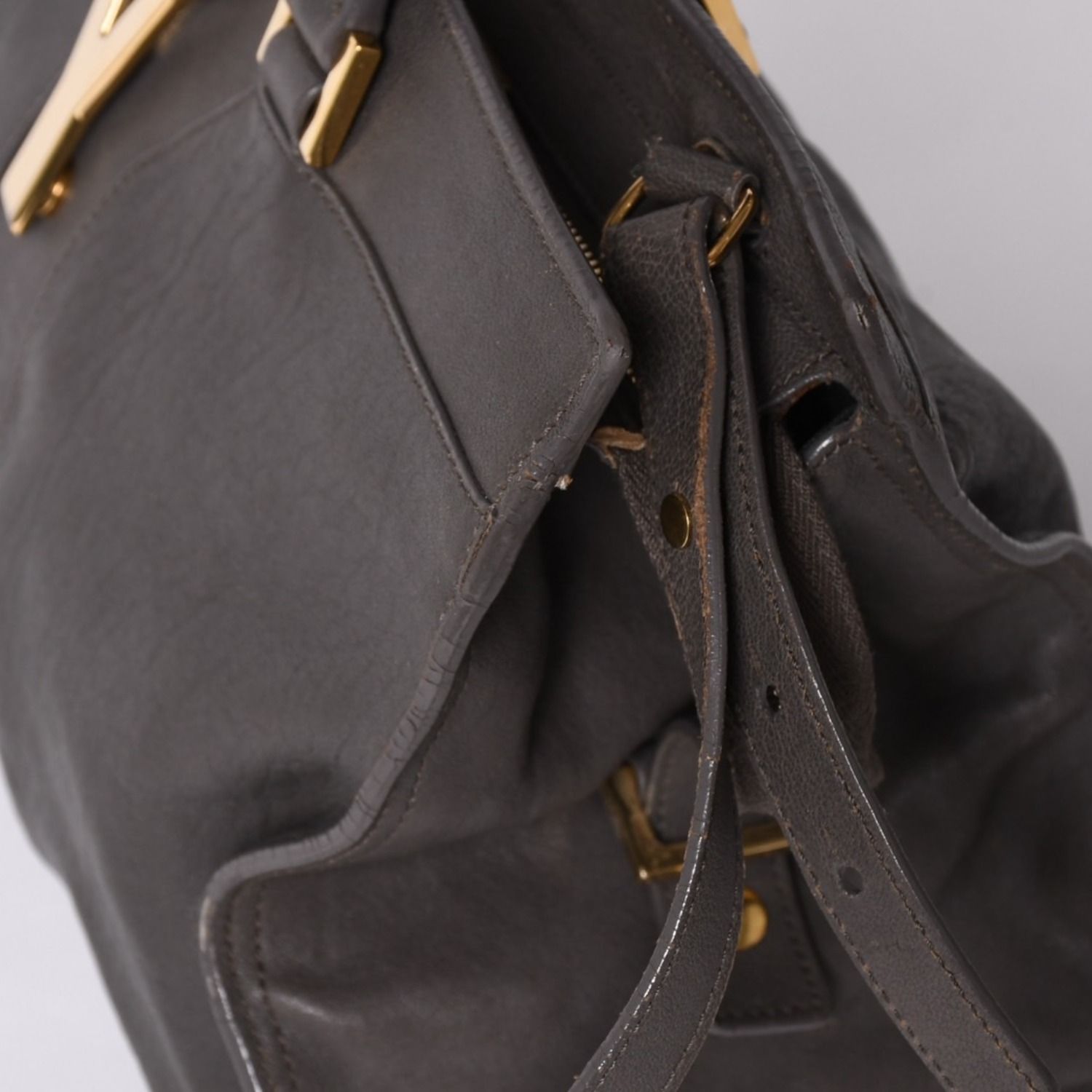 Saint Laurent Cabas Chic 2-Way Shoulder Bag Y-line Charcoal Gray Gold — view 7