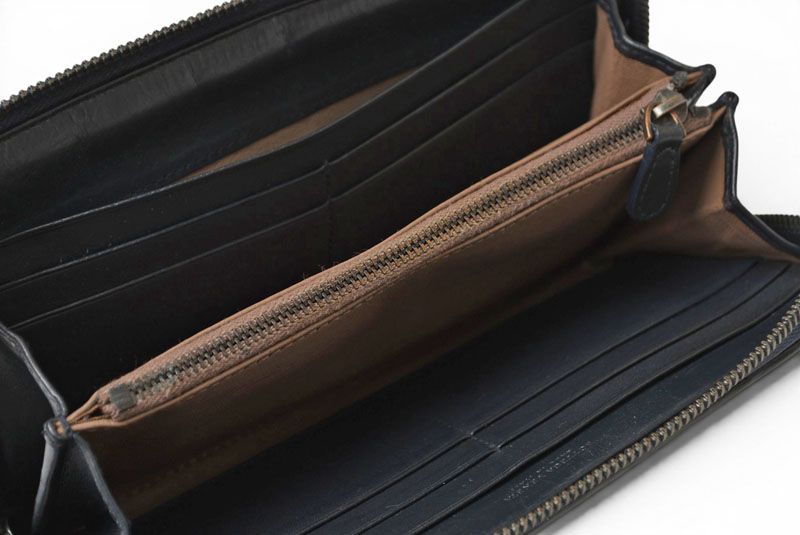 Bottega Veneta Wallet Zip Around Intrecciato Navy — view 8