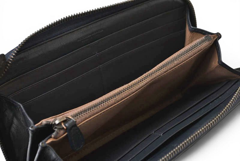 Bottega Veneta Wallet Zip Around Intrecciato Navy — view 7