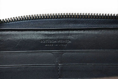 Bottega Veneta Wallet Zip Around Intrecciato Navy — view 6