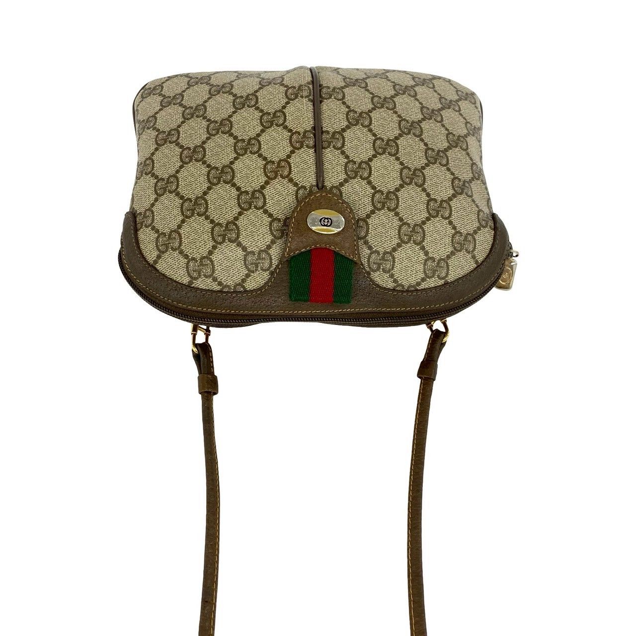 Gucci Vintage Sherry Line GG Logo Leather Shoulder Bag Pochette Brown — view 4