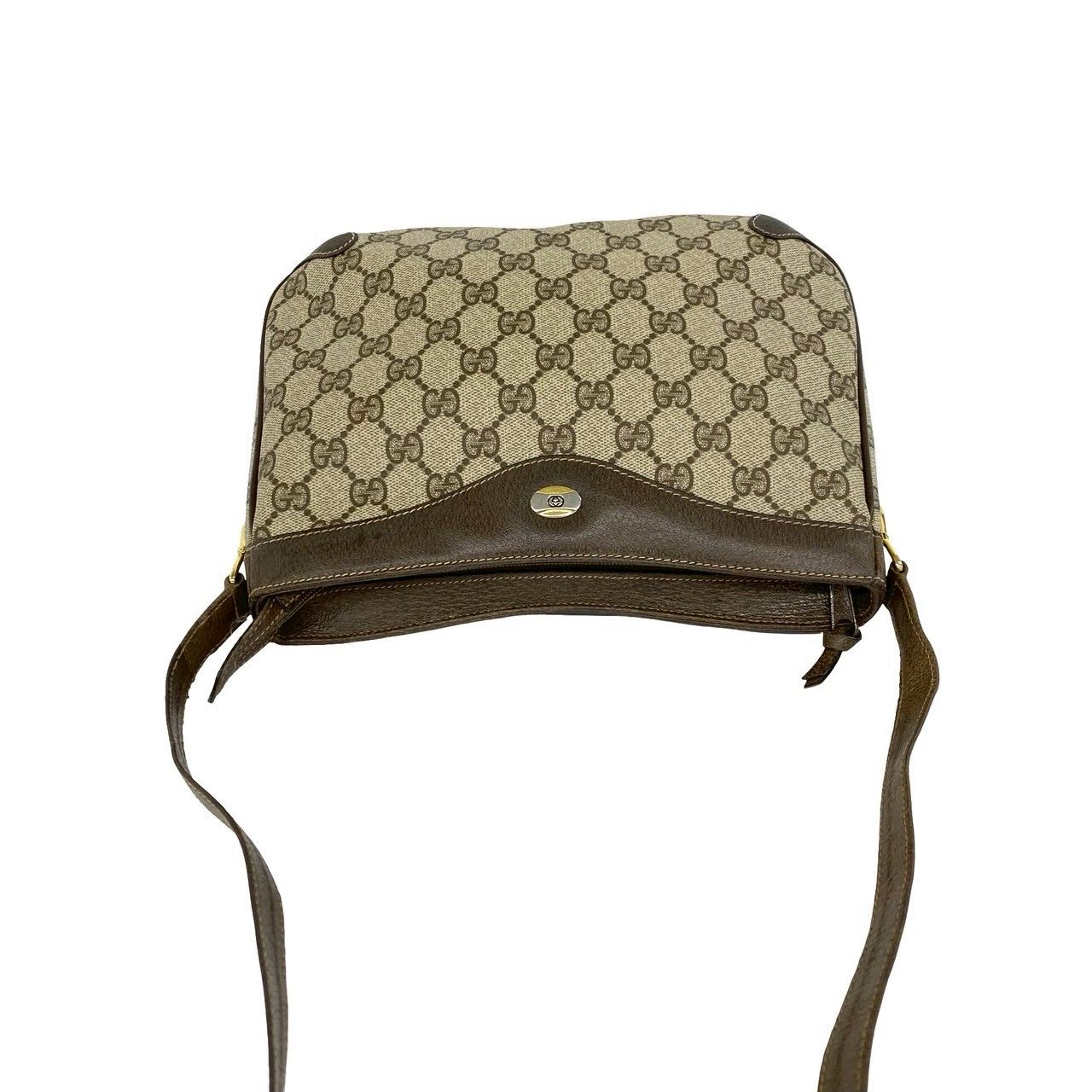 Gucci Vintage GG Logo Leather Shoulder Bag Pochette Crossbody Brown — view 4