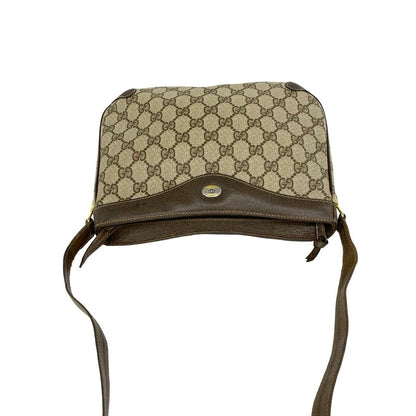 Gucci Vintage GG Logo Leather Shoulder Bag Pochette Crossbody Brown — view 4