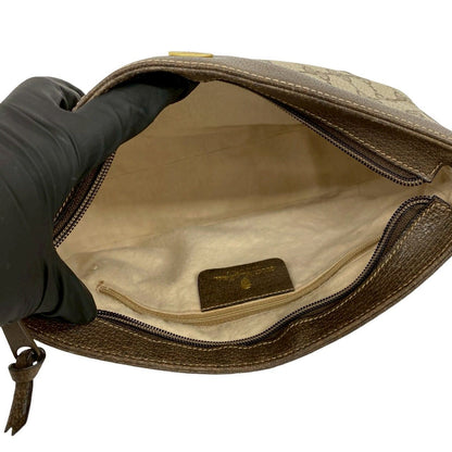 Gucci Vintage GG Logo Leather Shoulder Bag Pochette Crossbody Brown — view 9