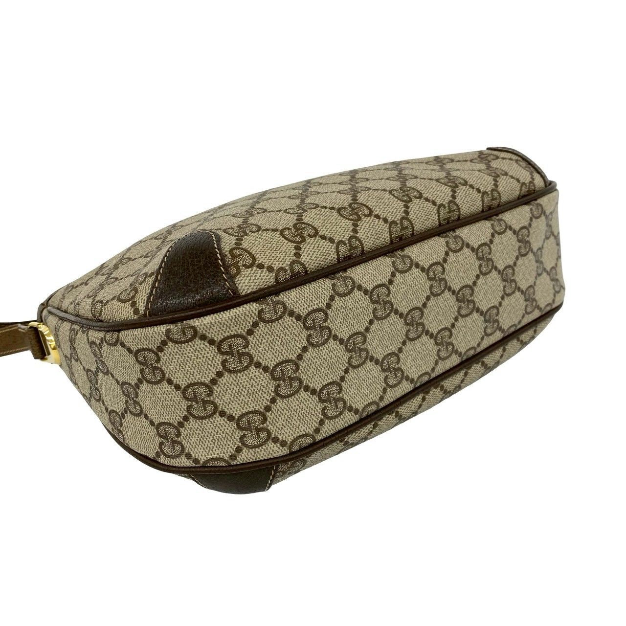 Gucci Vintage GG Logo Leather Shoulder Bag Pochette Crossbody Brown — view 7