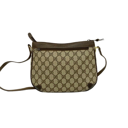 Gucci Vintage GG Logo Leather Shoulder Bag Pochette Crossbody Brown — view 3
