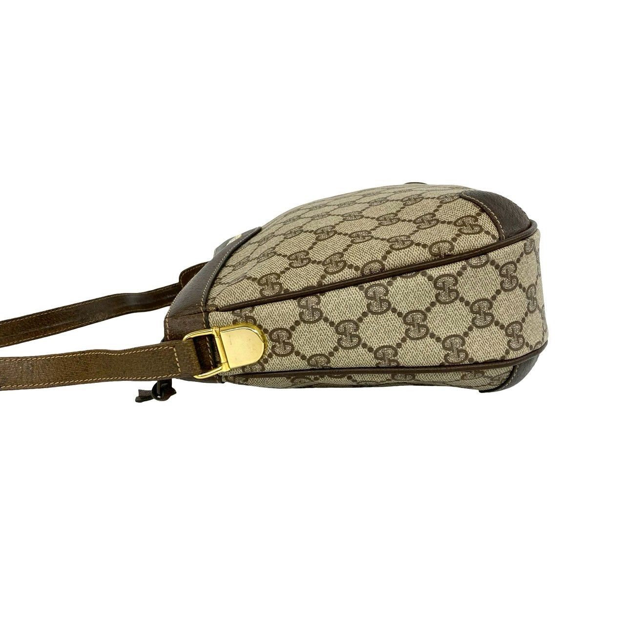 Gucci Vintage GG Logo Leather Shoulder Bag Pochette Crossbody Brown — view 5