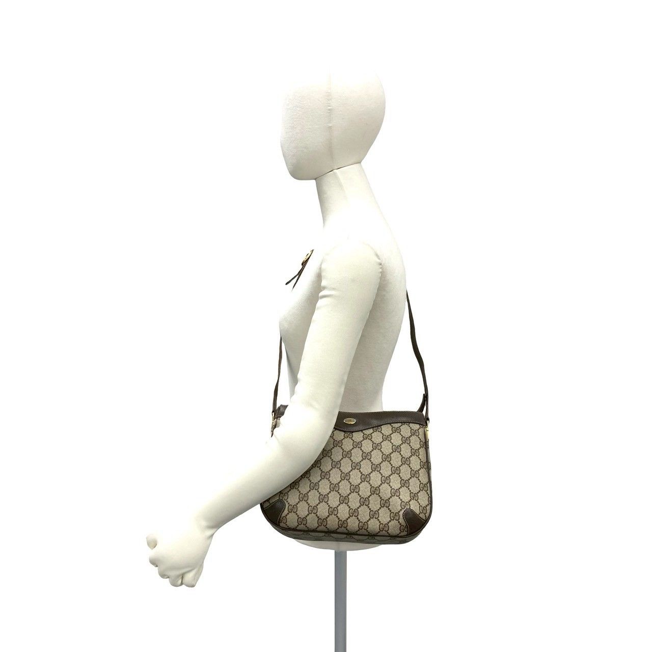 Gucci Vintage GG Logo Leather Shoulder Bag Pochette Crossbody Brown — view 2