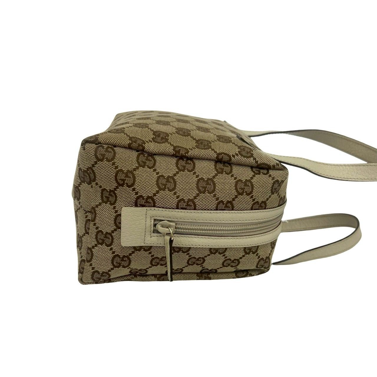 Gucci GG Canvas Pattern Leather Mini Boston Bag Tote Pouch Beige — view 6