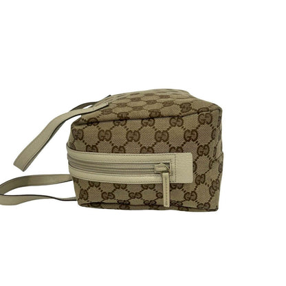 Gucci GG Canvas Pattern Leather Mini Boston Bag Tote Pouch Beige — view 5