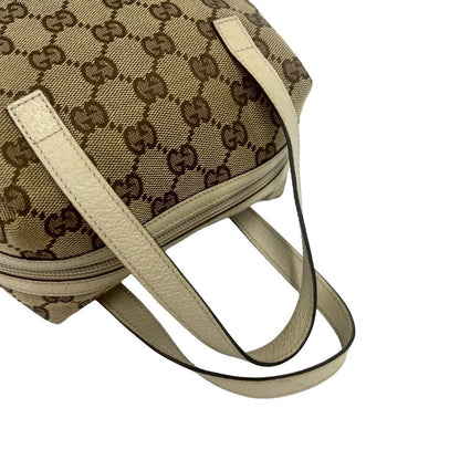 Gucci GG Canvas Pattern Leather Mini Boston Bag Tote Pouch Beige — view 4