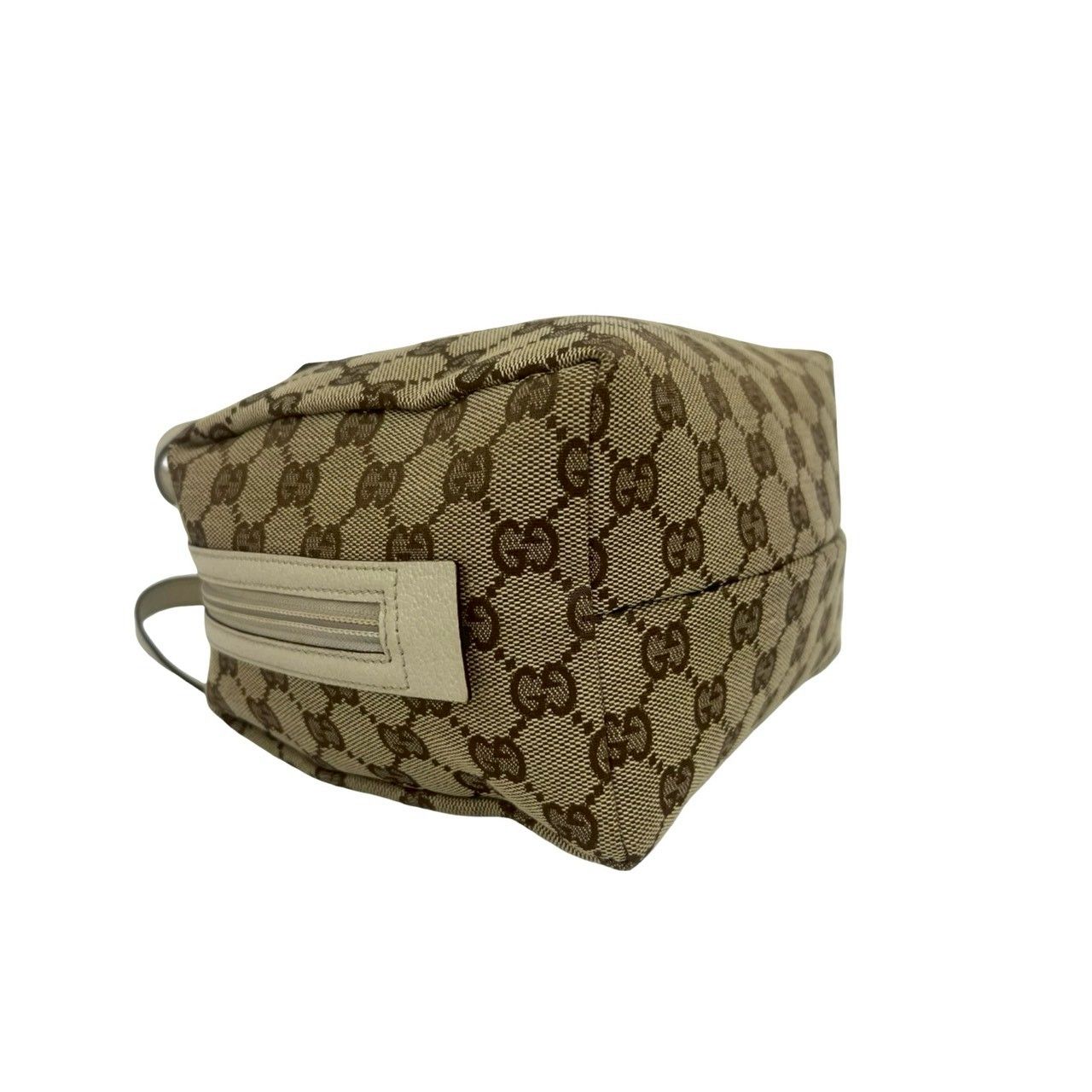 Gucci GG Canvas Pattern Leather Mini Boston Bag Tote Pouch Beige — view 7