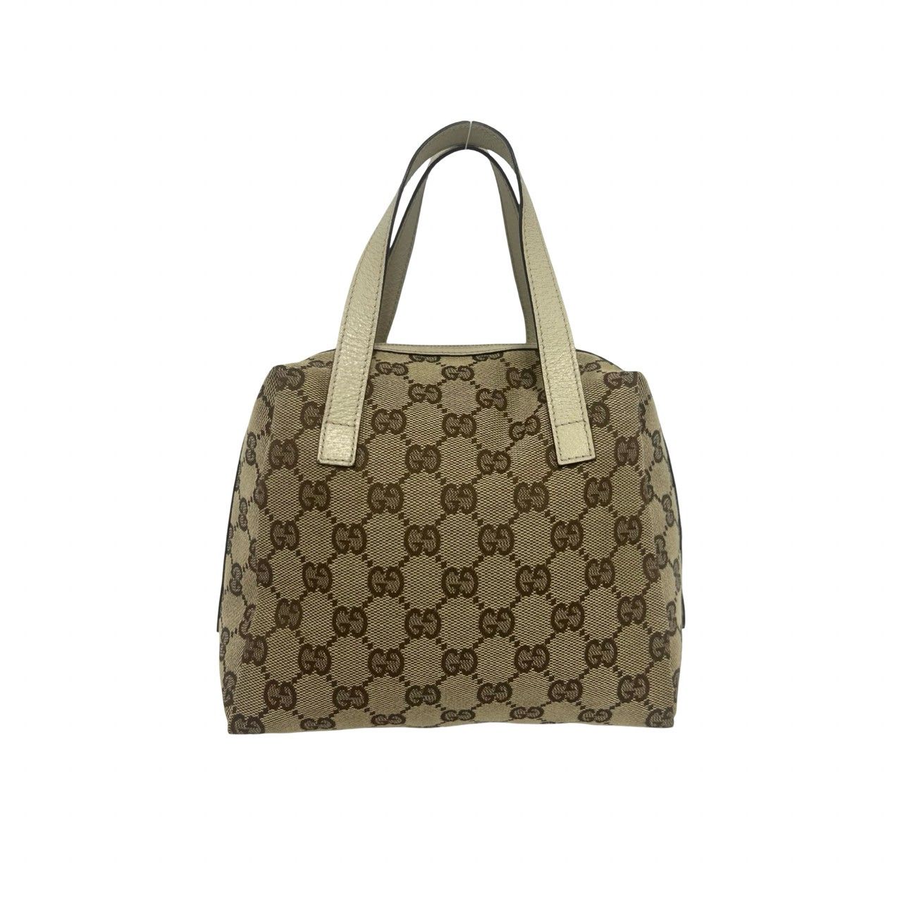 Gucci GG Canvas Pattern Leather Mini Boston Bag Tote Pouch Beige — view 3