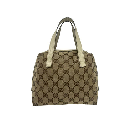 Gucci GG Canvas Pattern Leather Mini Boston Bag Tote Pouch Beige — view 3