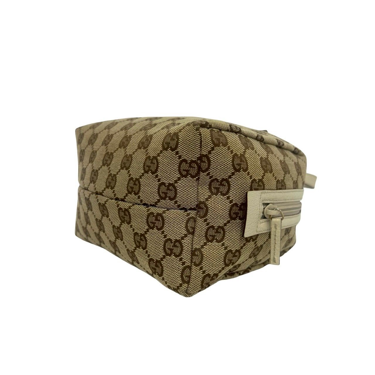 Gucci GG Canvas Pattern Leather Mini Boston Bag Tote Pouch Beige — view 8