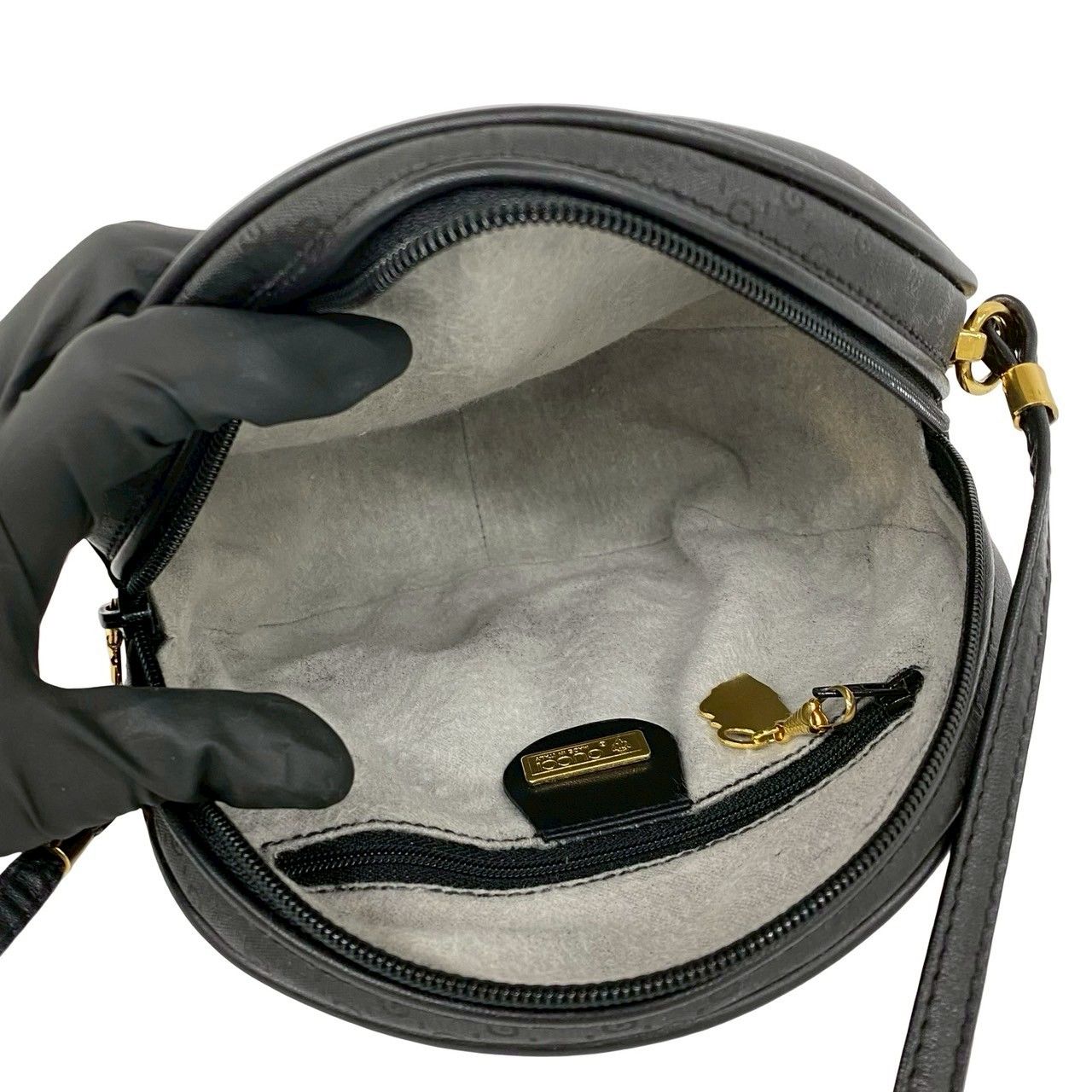 Gucci Vintage Micro GG Logo Leather Shoulder Bag Pochette Crossbody Black — view 9