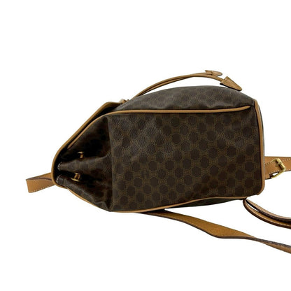 Celine Vintage Macadam Blason Triomphe Pattern Logo Ring Leather Backpack Brown — view 5