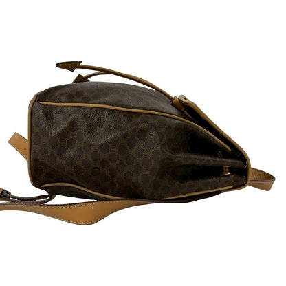 Celine Vintage Macadam Blason Triomphe Pattern Logo Ring Leather Backpack Brown — view 6