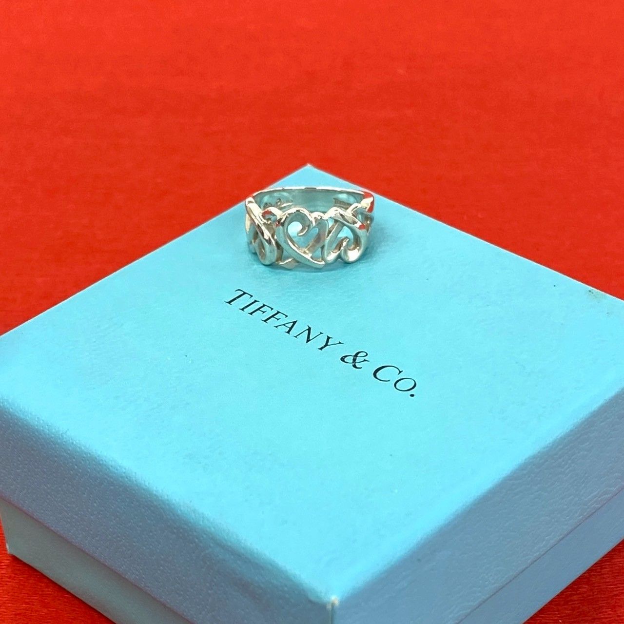 Tiffany & Co Triple Loving Heart 925 Sterling Silver Ring 0501