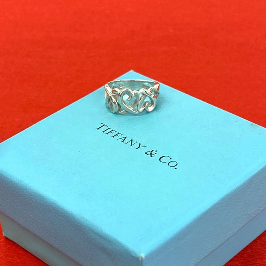 Tiffany & Co Triple Loving Heart 925 Sterling Silver Ring 0501