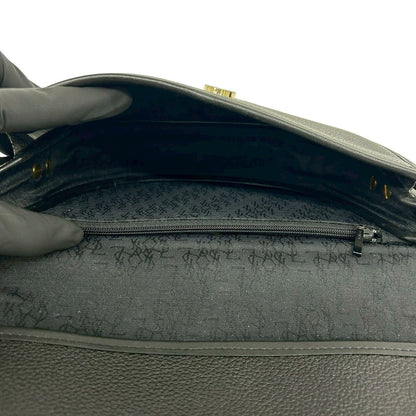 Saint Laurent Yves Vintage YSL Logo Leather Shoulder Bag Black — view 9