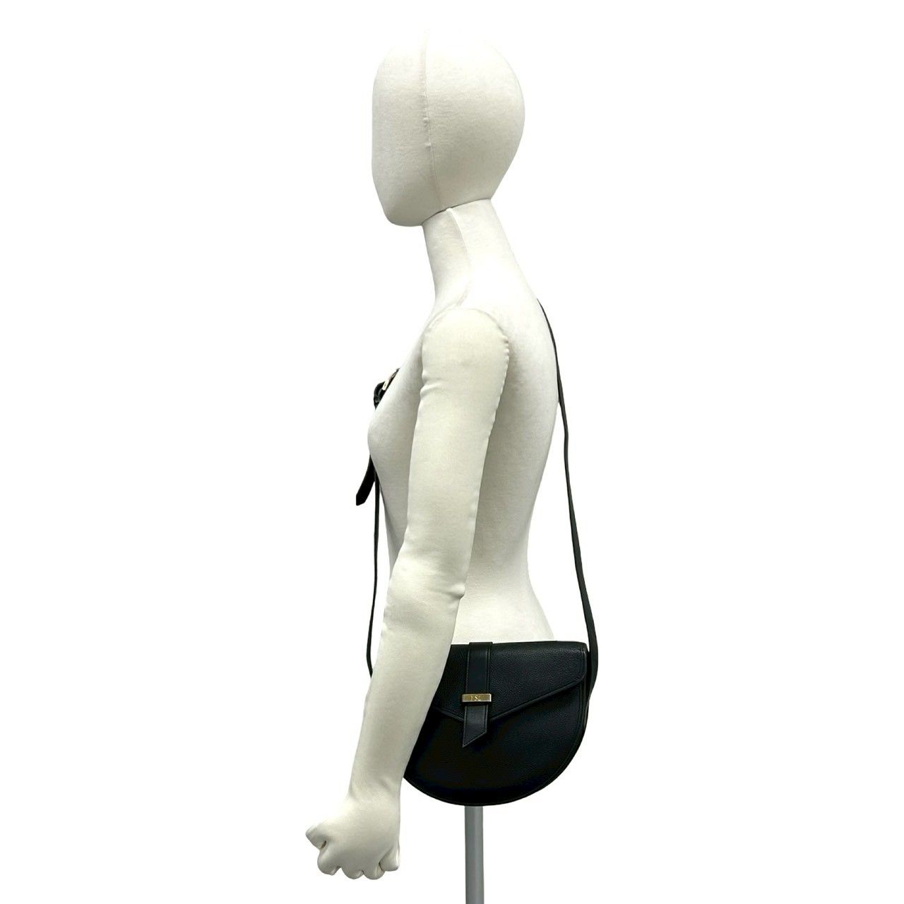 Saint Laurent Yves Vintage YSL Logo Leather Shoulder Bag Black — view 2