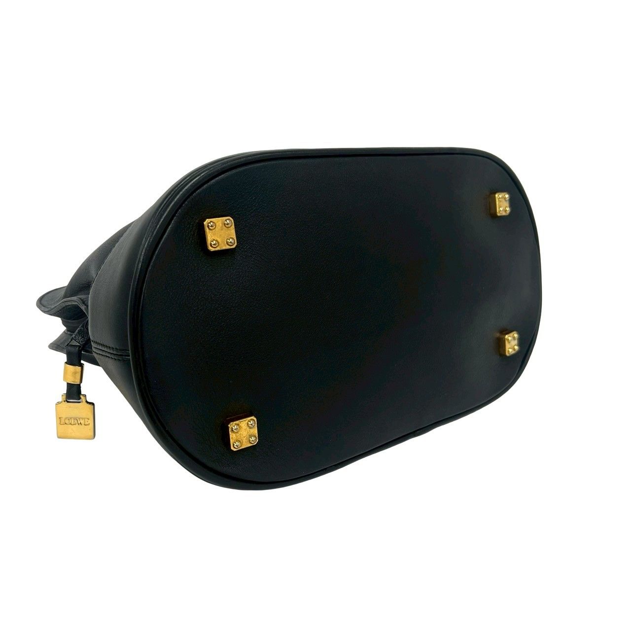 Loewe Vintage Anagram Log Leather Tote Mini Boston Bag Black — view 7