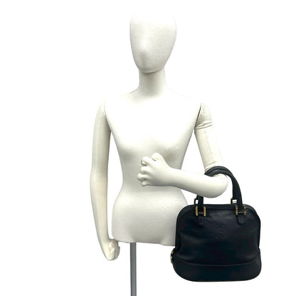 Loewe Vintage Anagram Log Leather Tote Mini Boston Bag Black — view 2