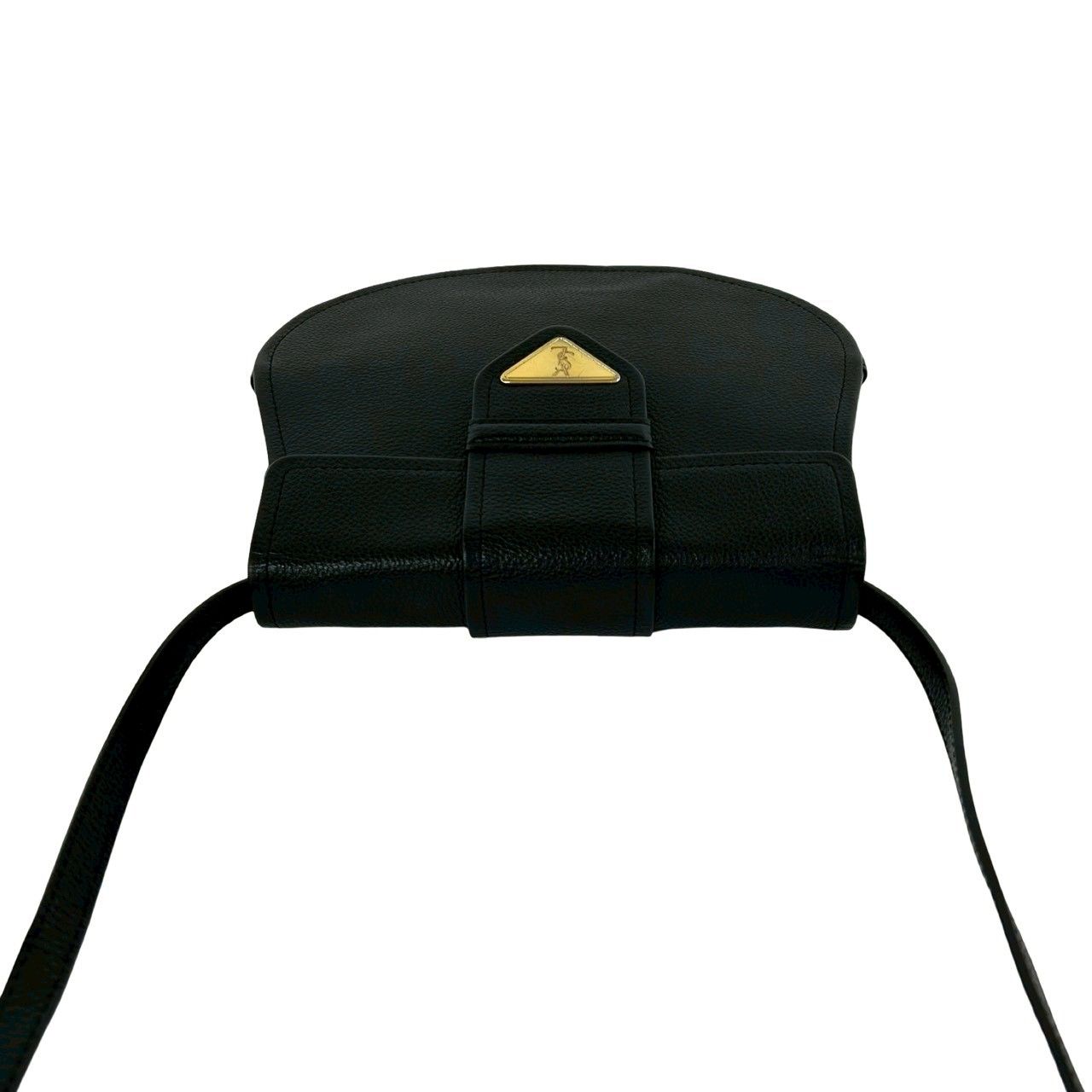 Saint Laurent Yves Vintage YSL Logo Leather Shoulder Bag Pochette Black — view 4