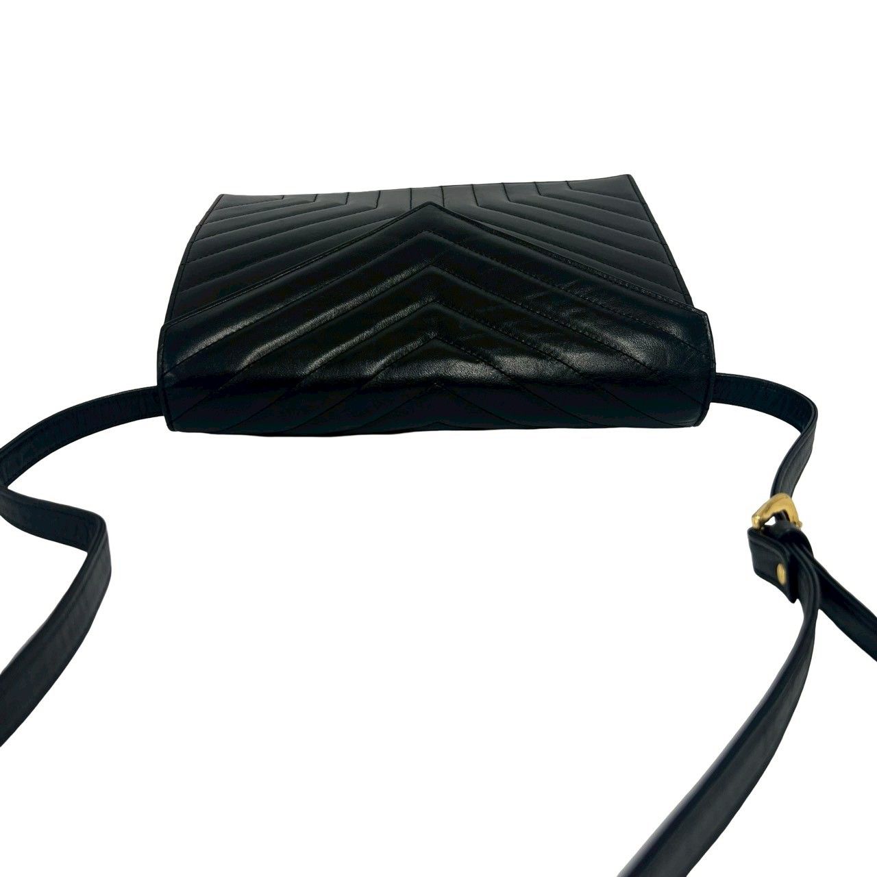 Saint Laurent Yves Vintage Stitch Leather Shoulder Bag Pochette Black — view 4