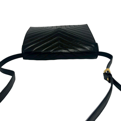 Saint Laurent Yves Vintage Stitch Leather Shoulder Bag Pochette Black — view 4