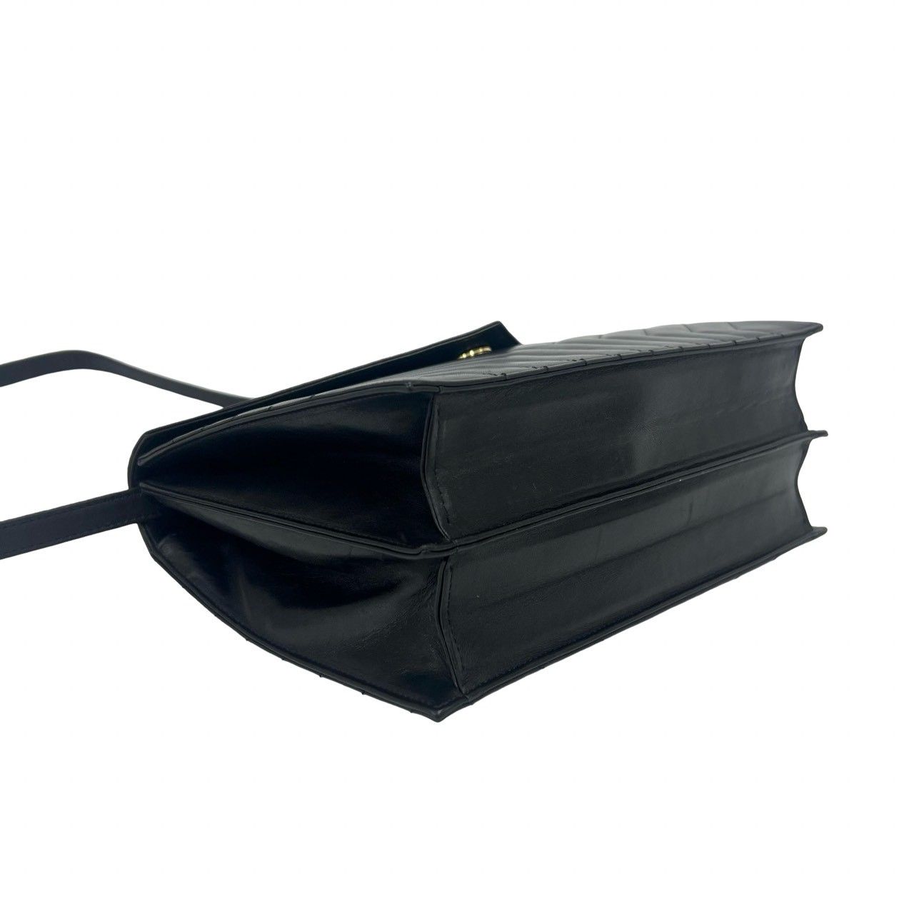 Saint Laurent Yves Vintage Stitch Leather Shoulder Bag Pochette Black — view 7