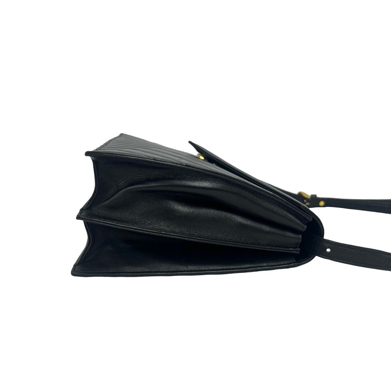 Saint Laurent Yves Vintage Stitch Leather Shoulder Bag Pochette Black — view 6