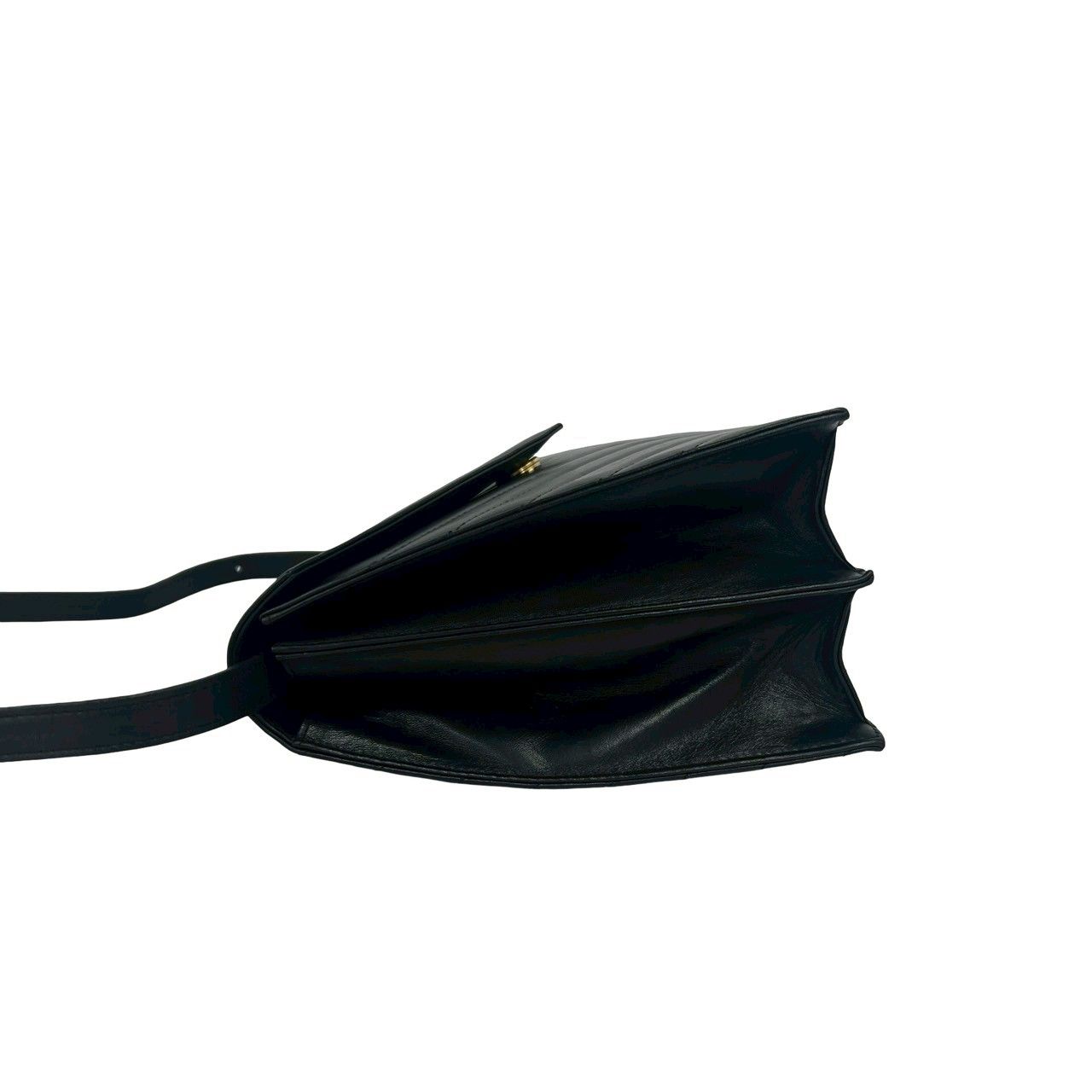 Saint Laurent Yves Vintage Stitch Leather Shoulder Bag Pochette Black — view 5