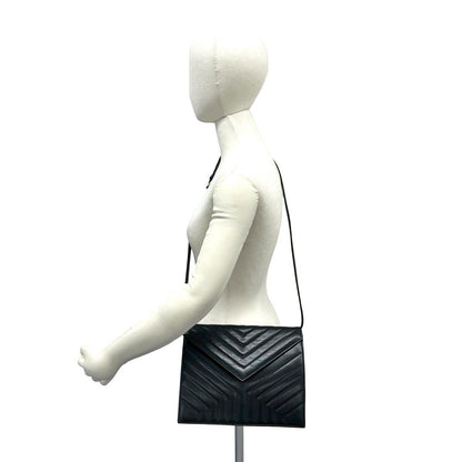Saint Laurent Yves Vintage Stitch Leather Shoulder Bag Pochette Black — view 2