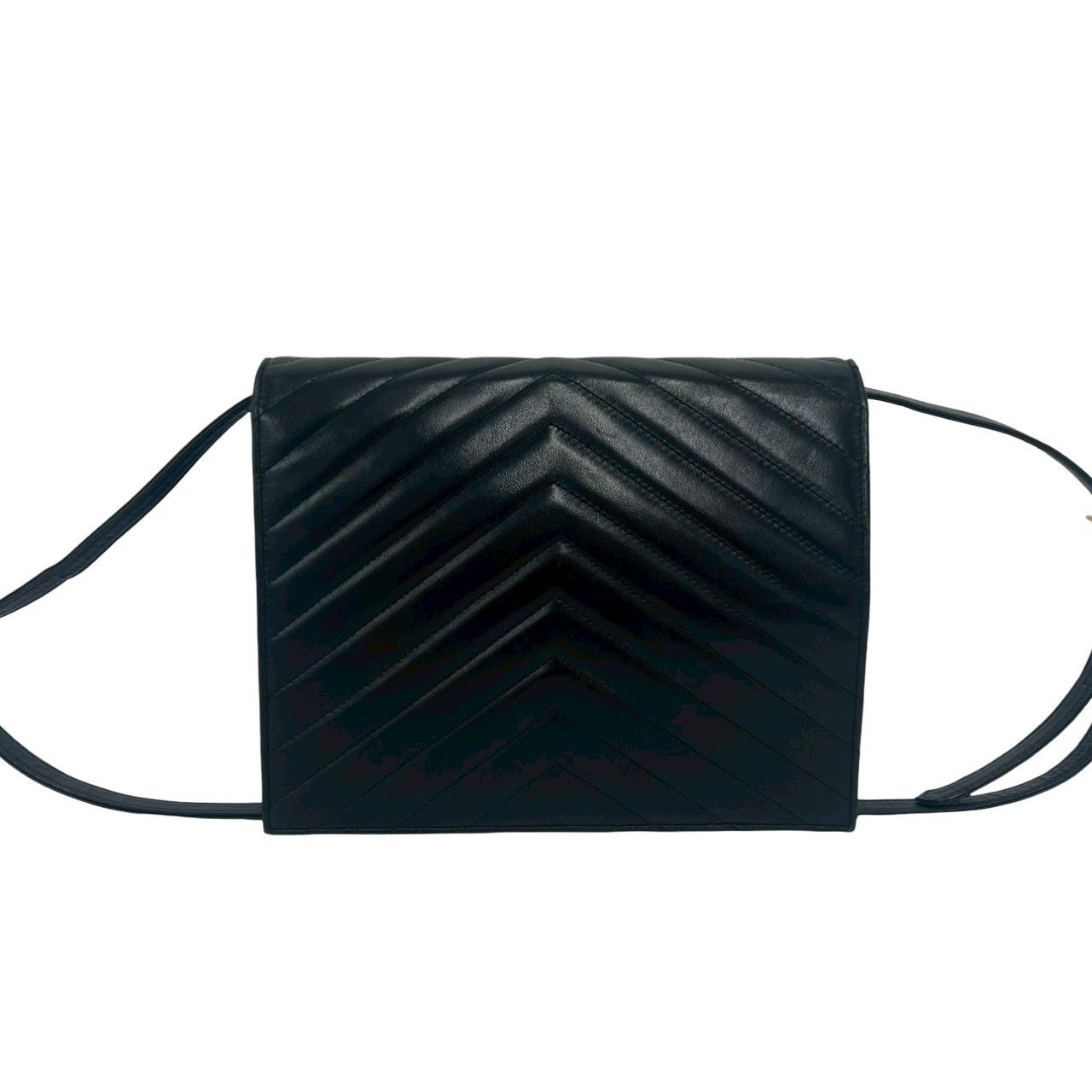 Saint Laurent Yves Vintage Stitch Leather Shoulder Bag Pochette Black — view 3