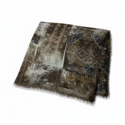 Loro Piana Large Shawl Fringe All Over Pattern Multicolor Cashmere Scarf — view 2
