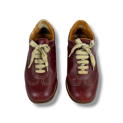 Hermes Quick Low Cut Sneakers Logo Leather Half Bordeaux Wine — view 3